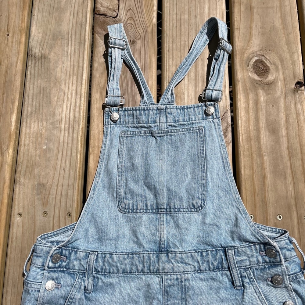 Madewell Adirondack Shortalls Jean Short Overalls Cotton Blue Denim Cutoff Large - Picture 3 of 5